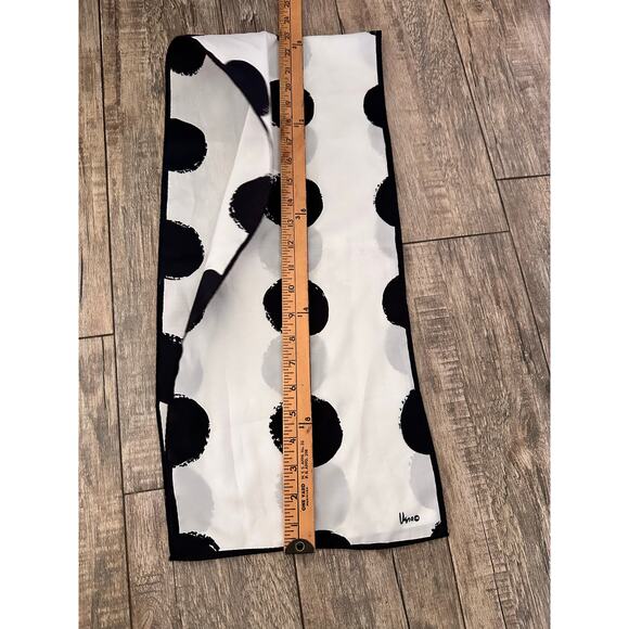 Vera Neuman Women's Black White Polka Dots Rectangle Scarf - Picture 3 of 6